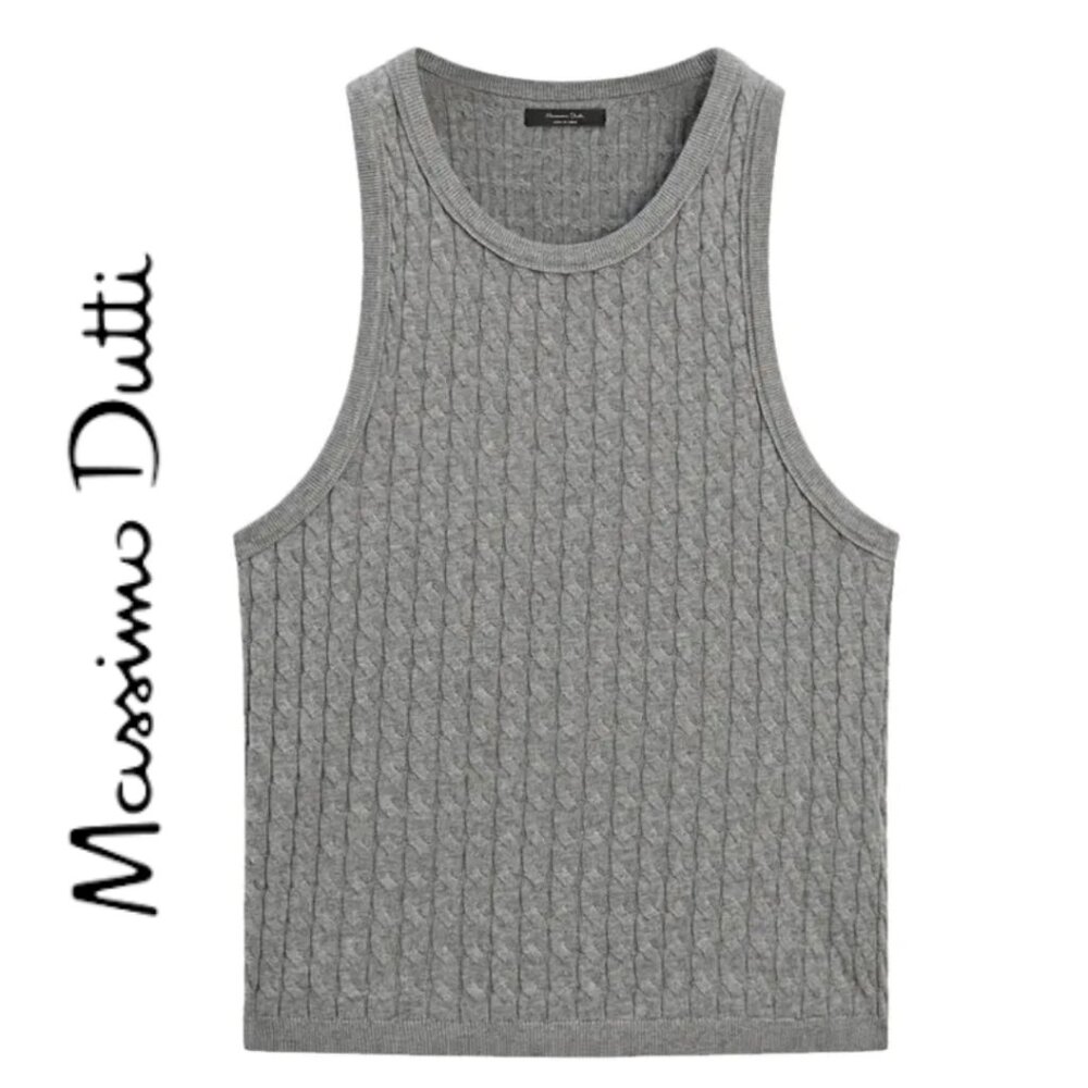 Massimo Dutti Silk Blend, Cable Knit Vest Top (Size M)